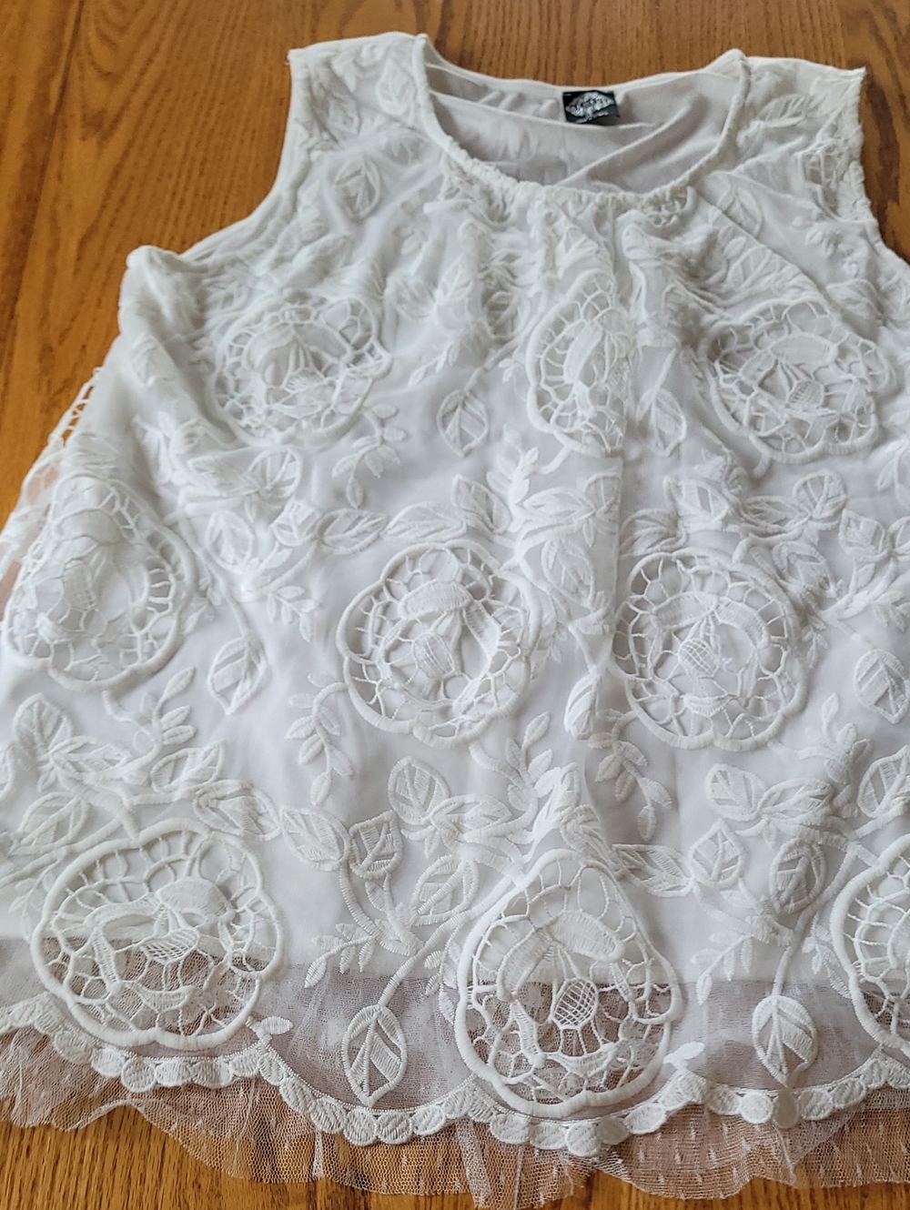 White Lace Lined Top